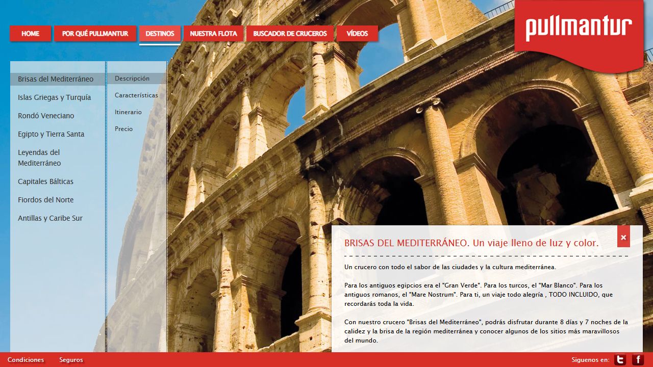 Selection of Pullmantur cruise destinations.
