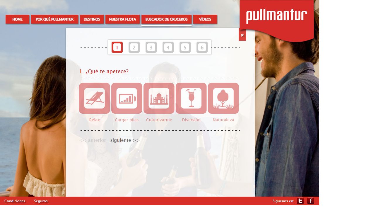 Travel preference selection in the cruise recommender.