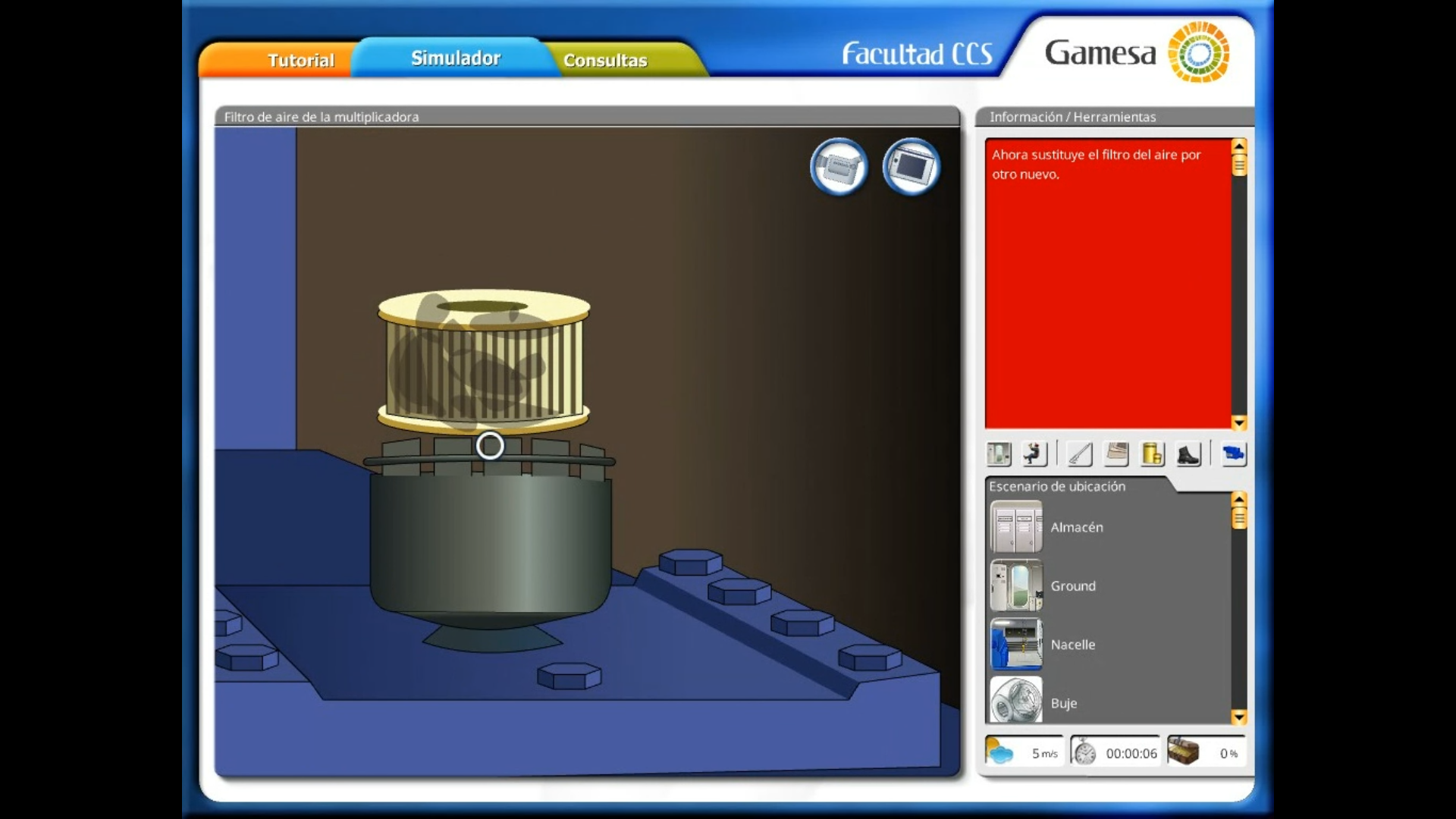 Demonstration of the procedure for replacing the gearbox air filter.
