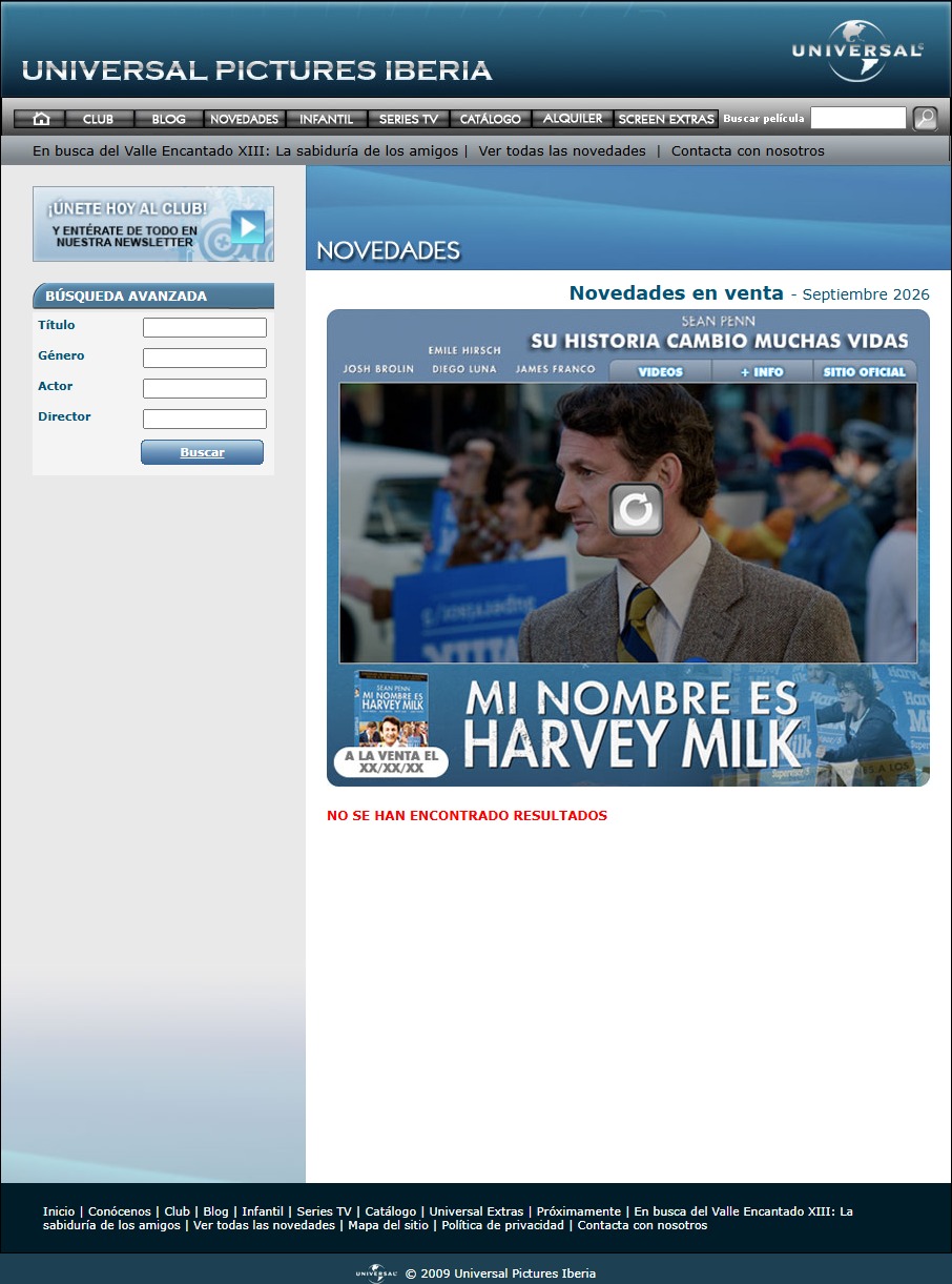 Catálogo web Universal Pictures