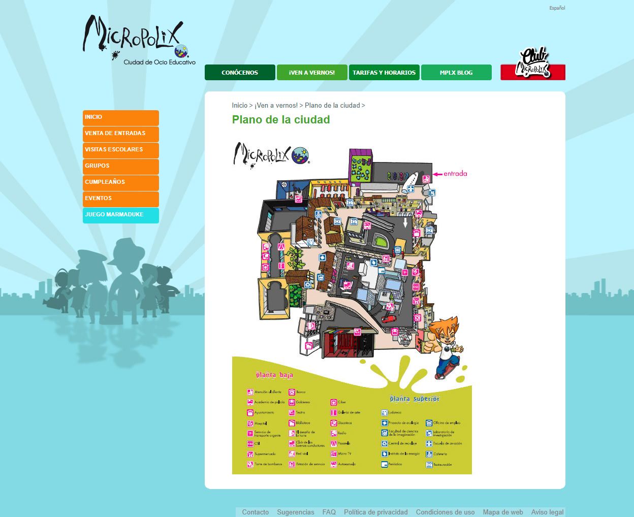 Map of the venues and activities in the Micrópolix city.