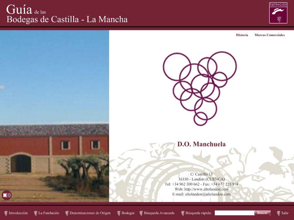 Page for the Alto Landón winery, part of the Manchuela designation of origin.