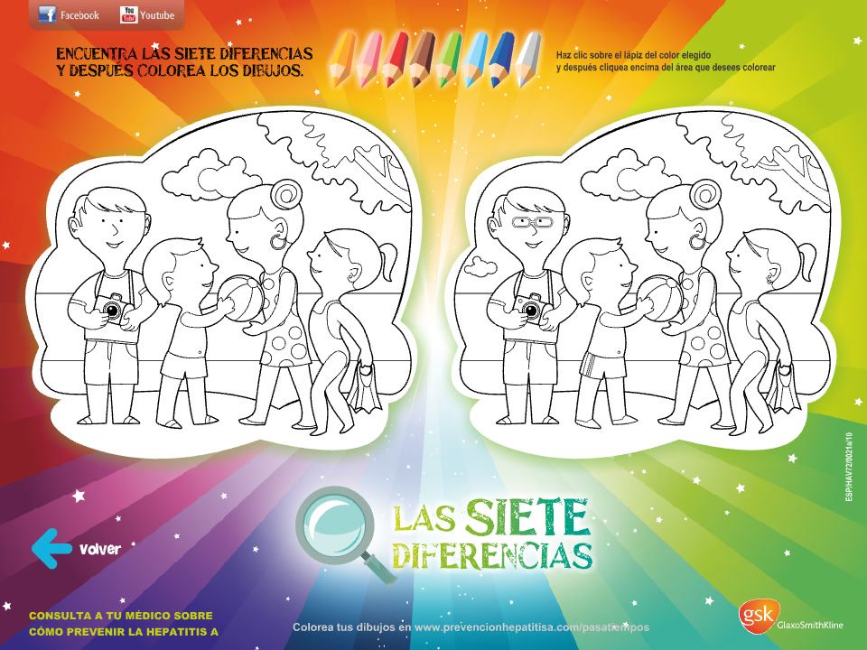 Children's activity for spotting seven differences between two pictures.