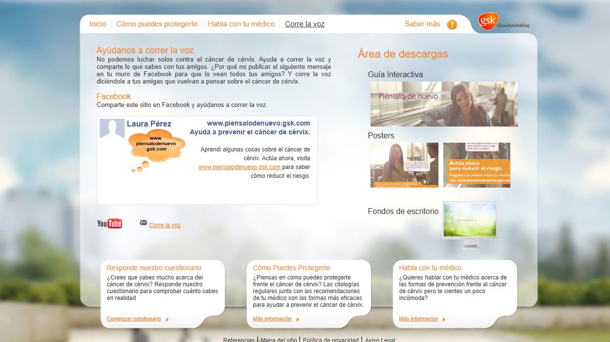 Section for sharing the campaign and downloading information materials.