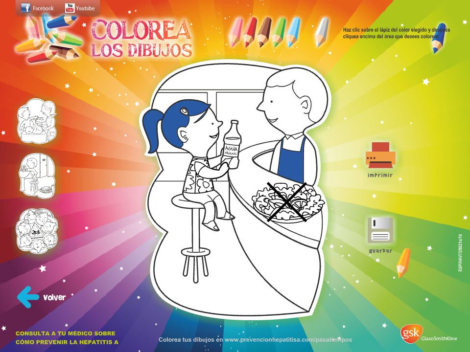 Game for colouring an illustration related to eating habits.