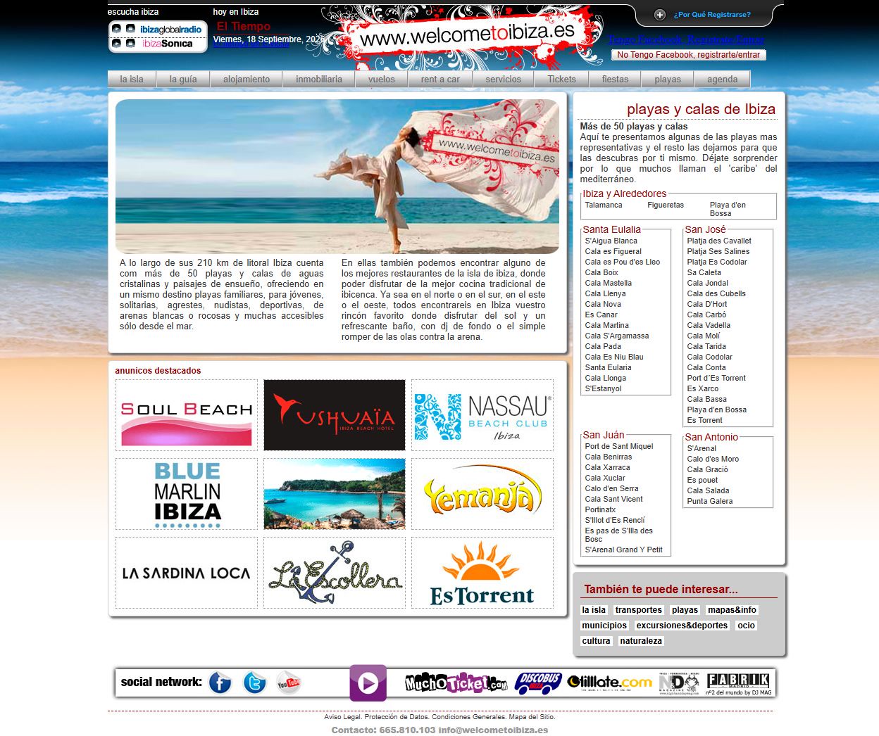 Guía de playas y calas de Ibiza organizada por zonas de la isla.